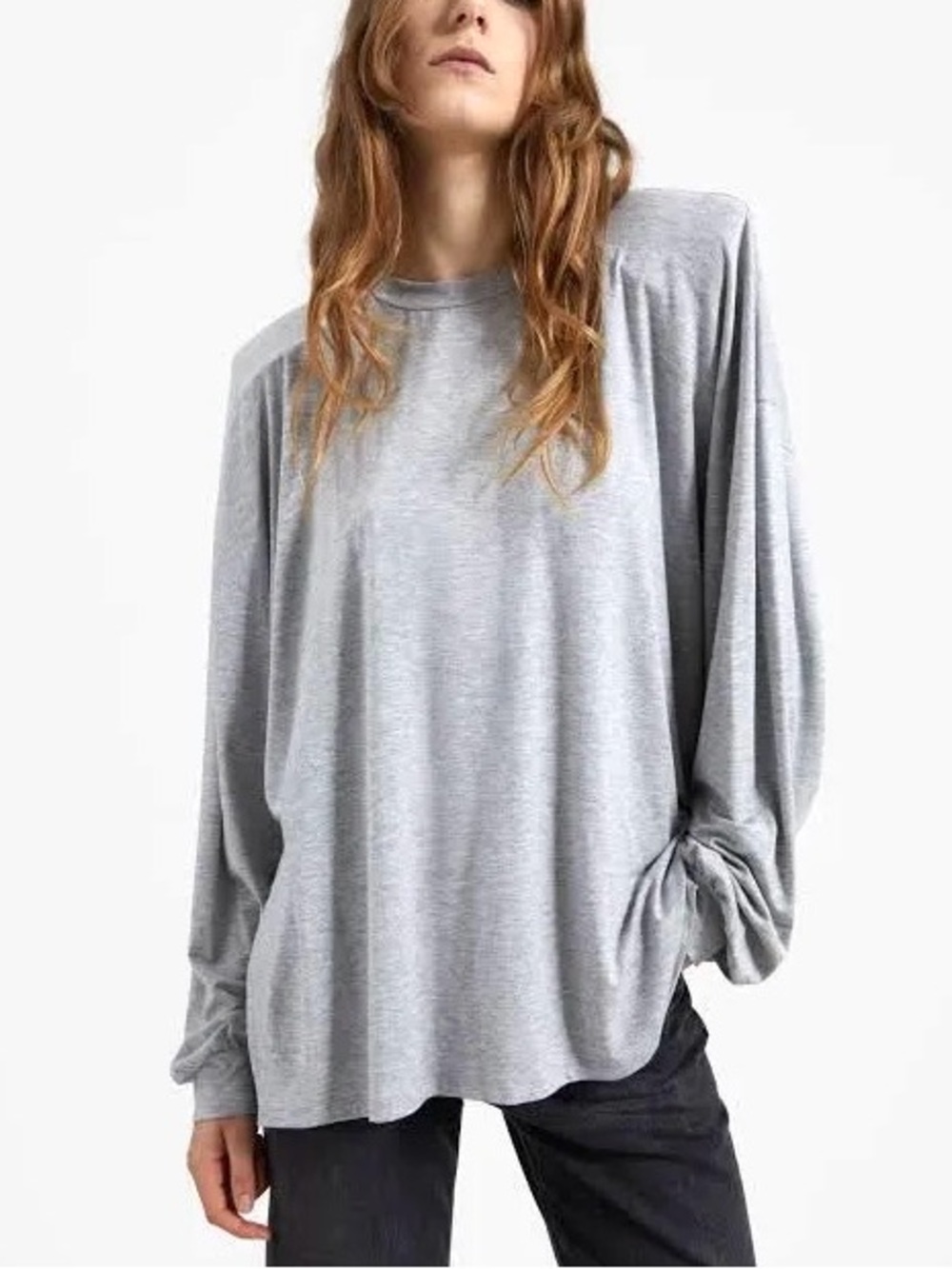 The Frankie Shop Ravvi Soft Padded Shoulder Long Sleeve Top Gray XS/ S New